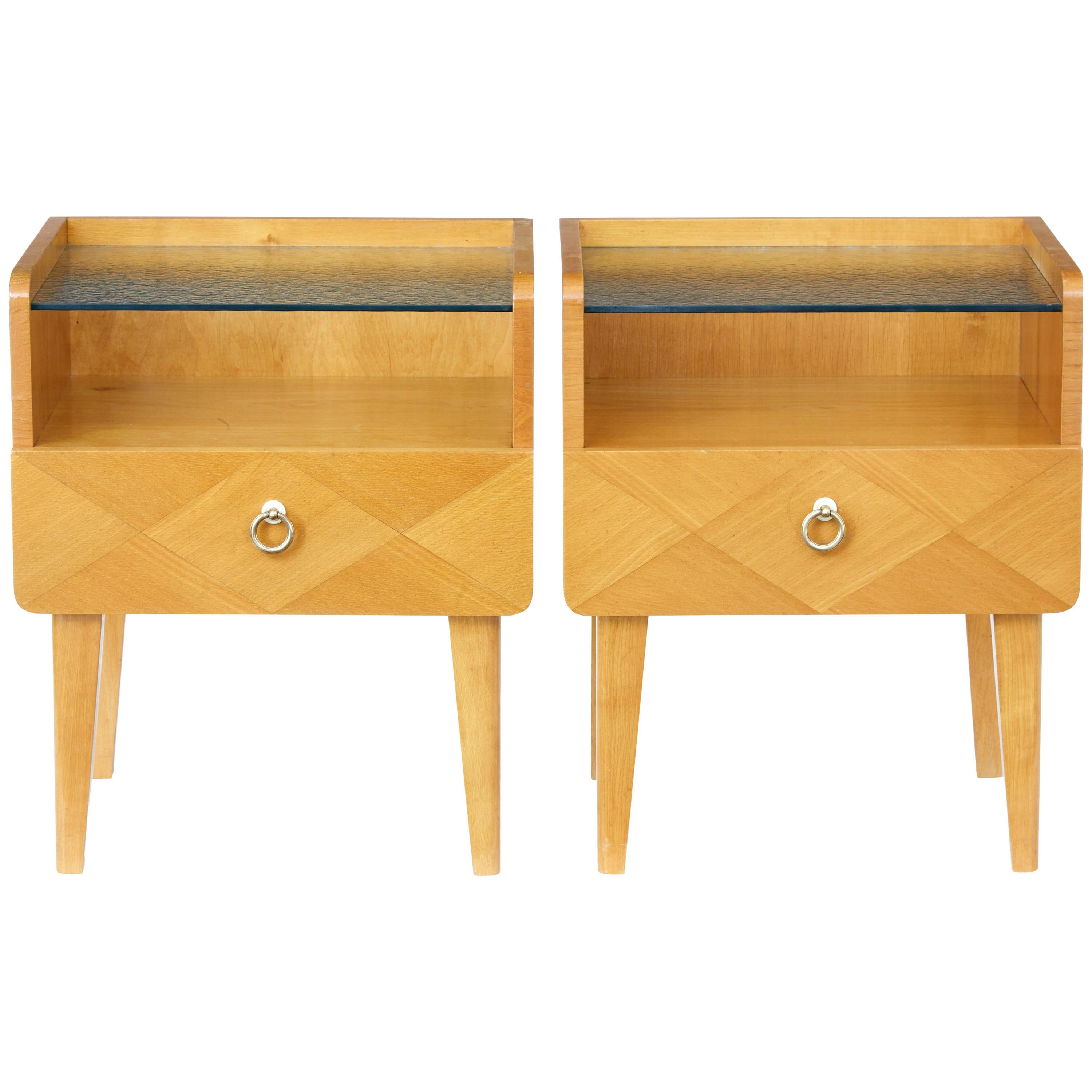 Pair of 1960s Scandinavian Elm Bedside Tables