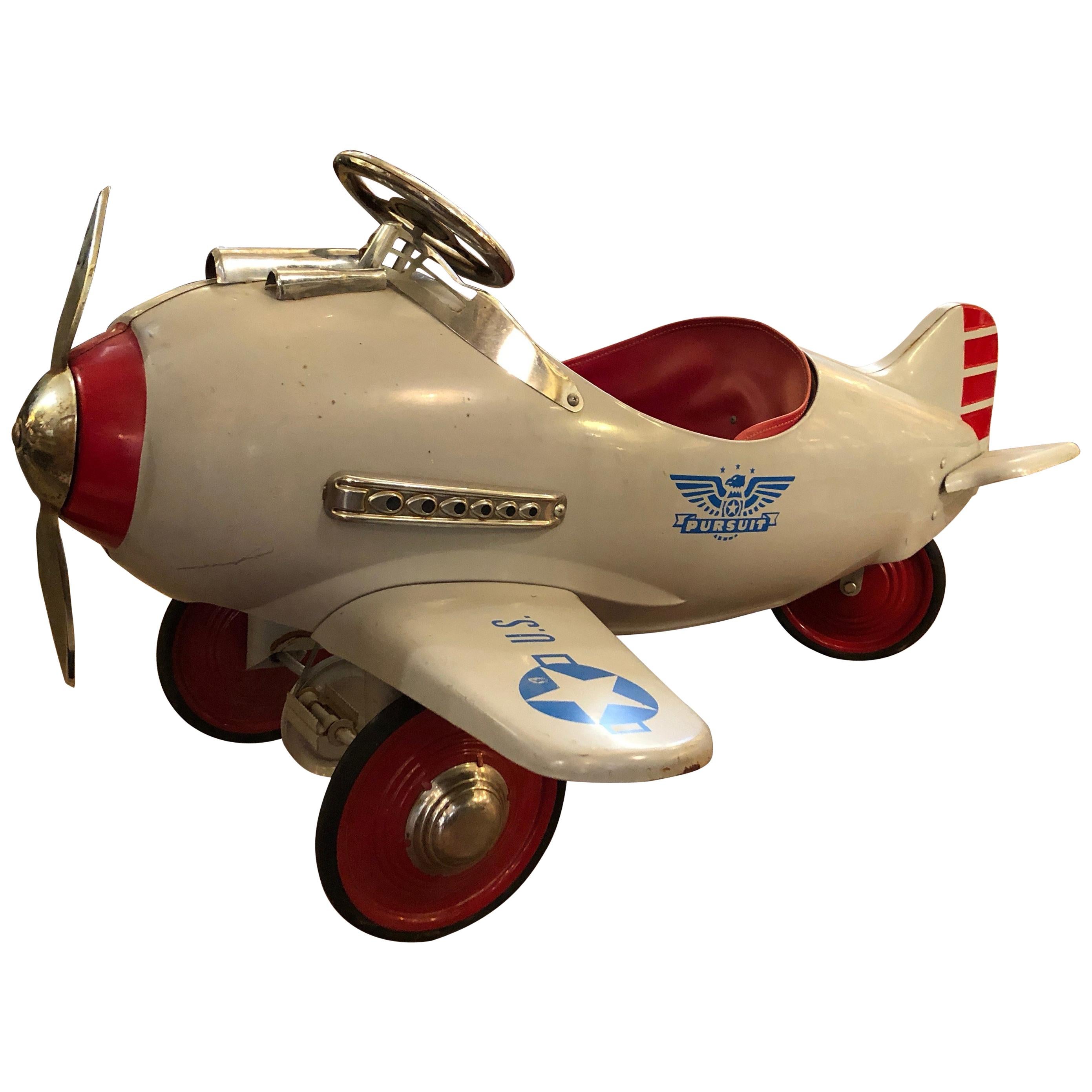 Fantastic Vintage Pursuit Children's Toy Pedal Airplane Car  