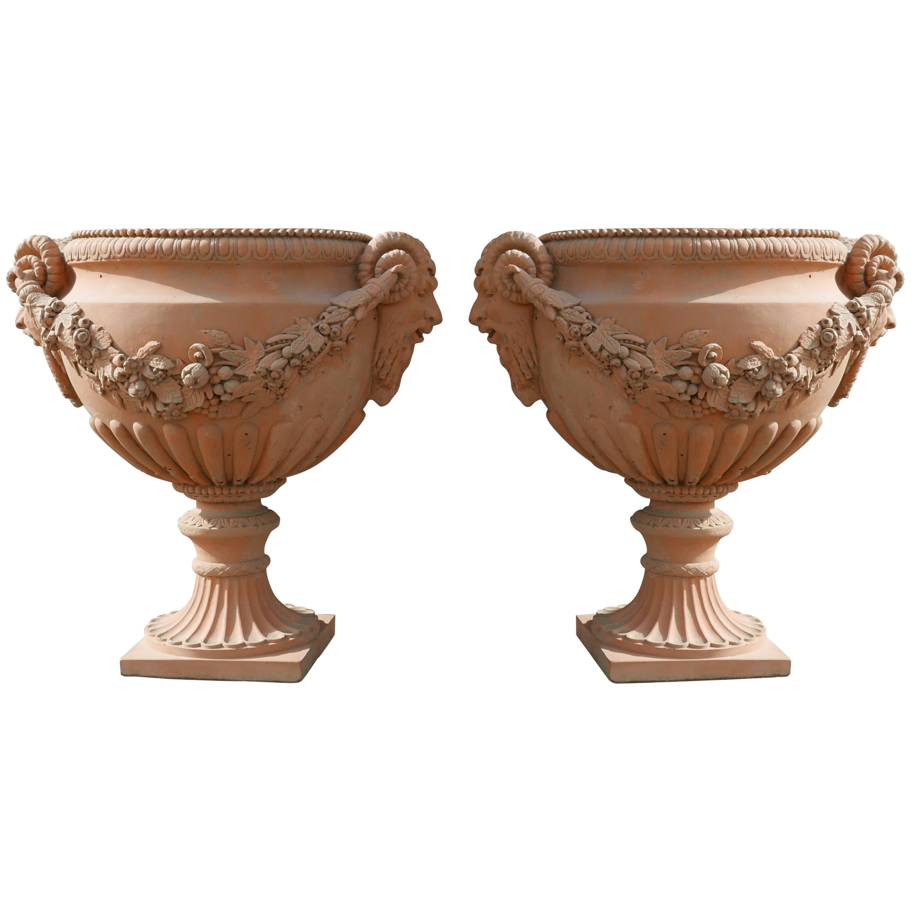 Pair of Italian Neoclassical Style Terracotta Planters