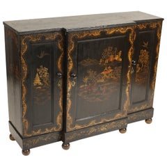 Napoleon III Black Chinoiserie Decorated Narrow Sideboard