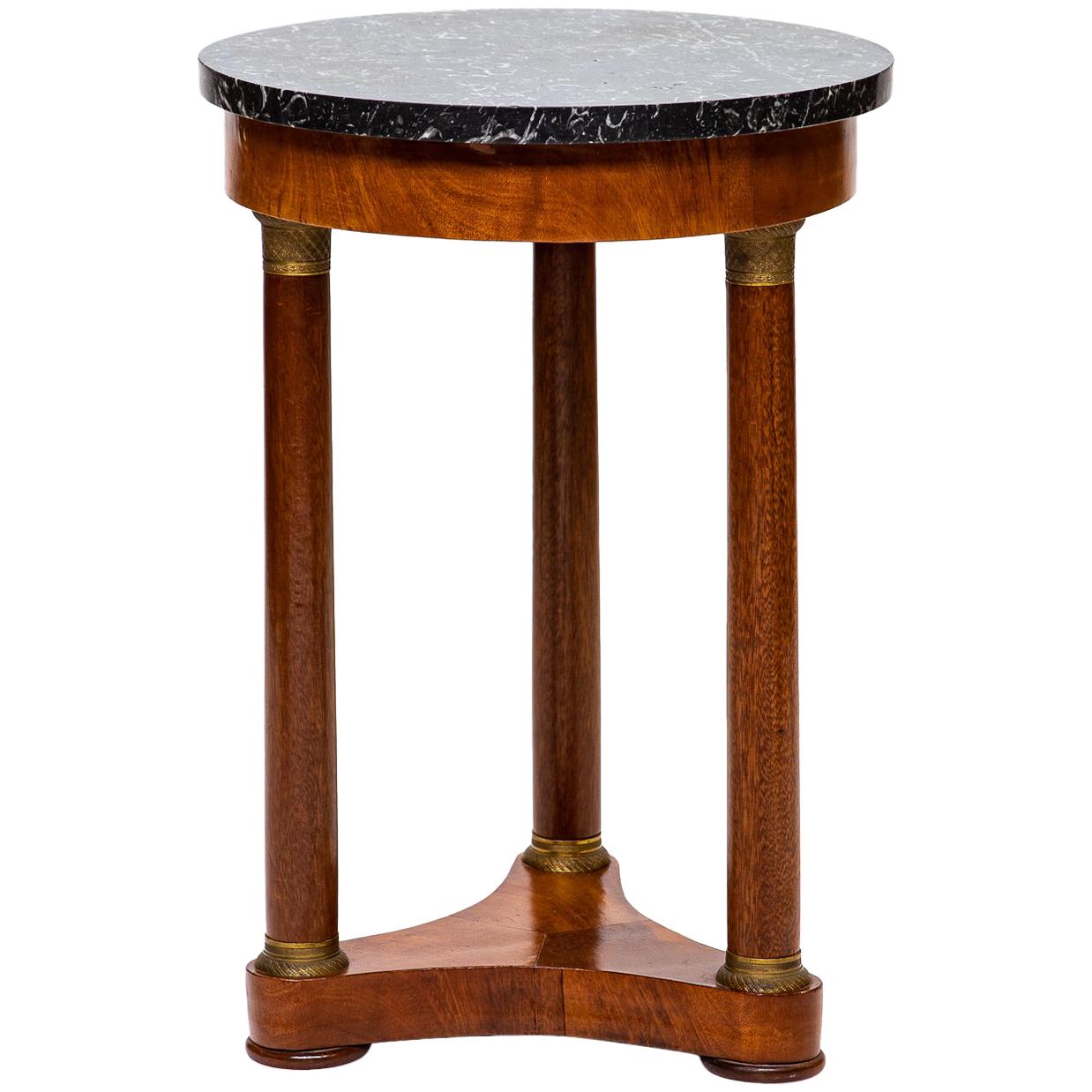 French Empire Small Marble Top Side Table
