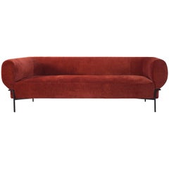 Contemporary Madda Lounge Sofa in Red Velvet