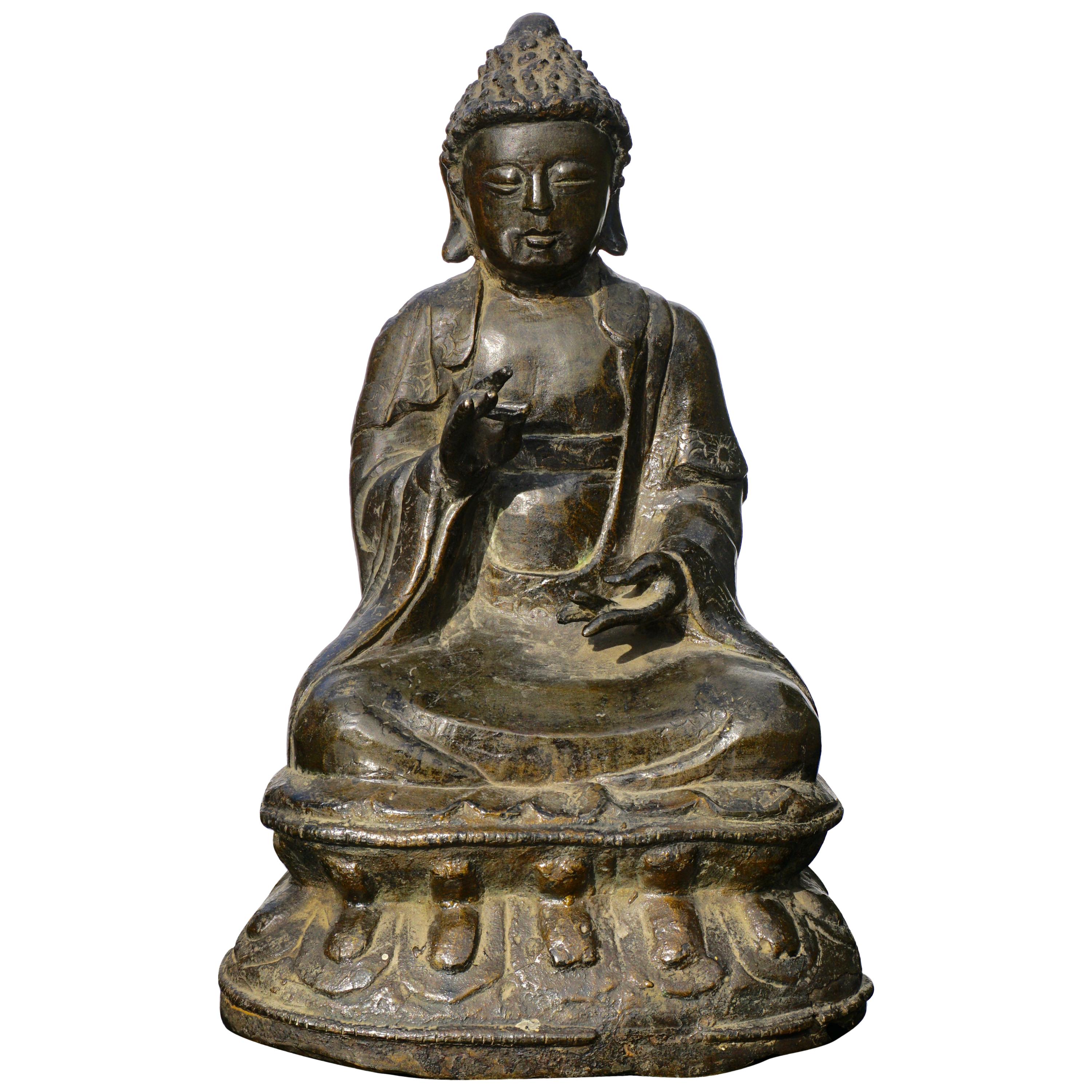 18th Century Chinese Qing Bronze Buddha Statue