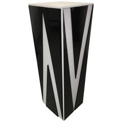 Postmodern Black and Gray Lucite Pedestal with Chevron Detail, circa 1980