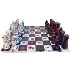 1970s Psychedelic Studio Pottery Chess Set