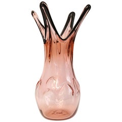 Midcentury, Monumental Pink Glass Vase by Val St Lambert