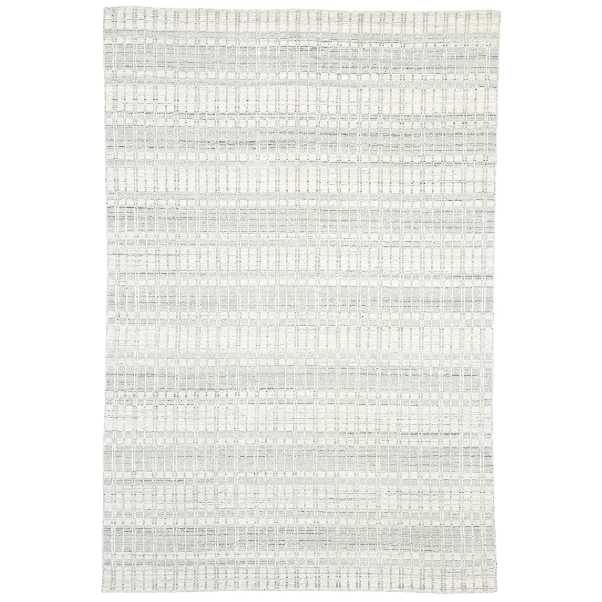 Nouveau tapis gris transitionnel avec style suédois moderne scandinave