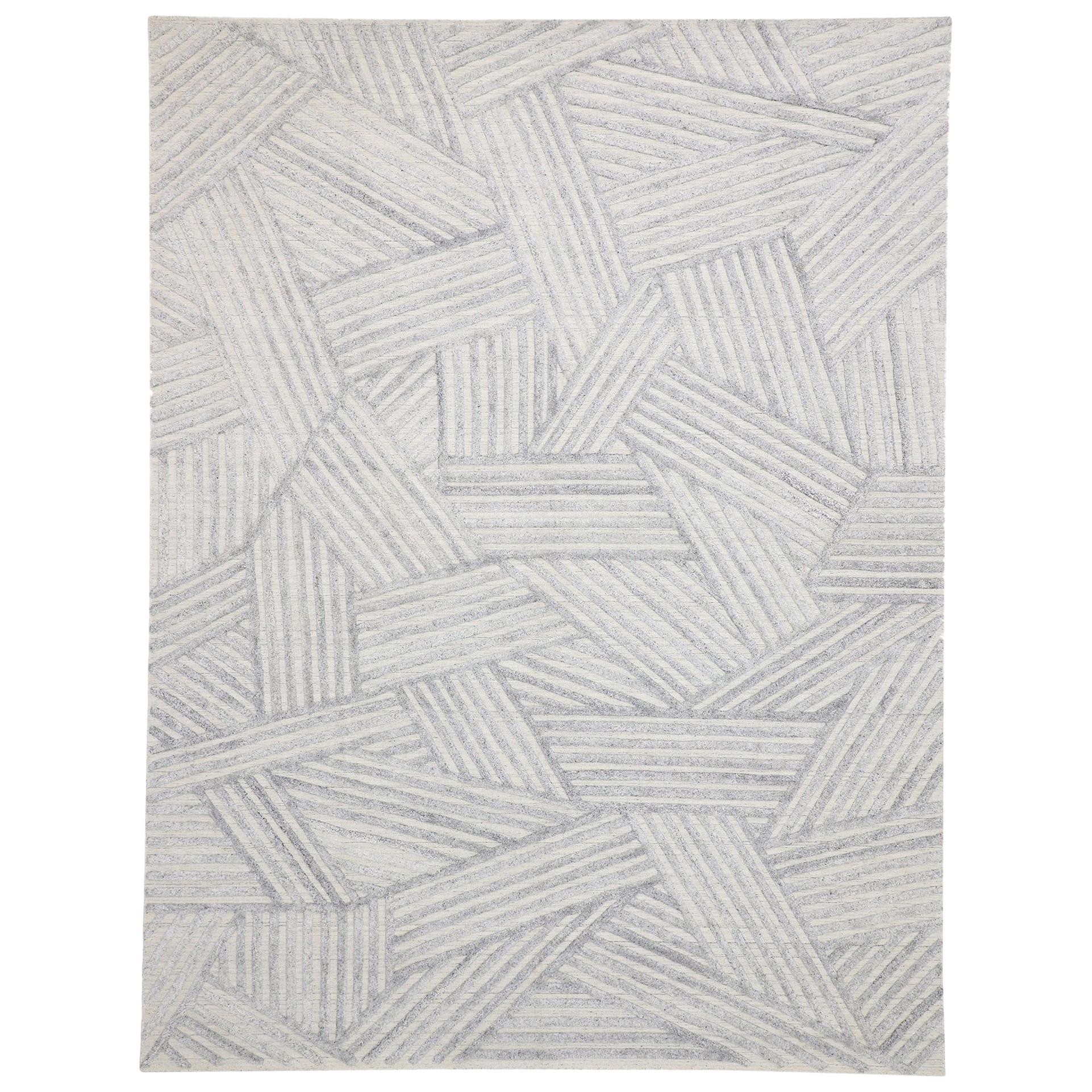 New Contemporary Gray Area Rug with Bauhaus Style, Texture Area Rug