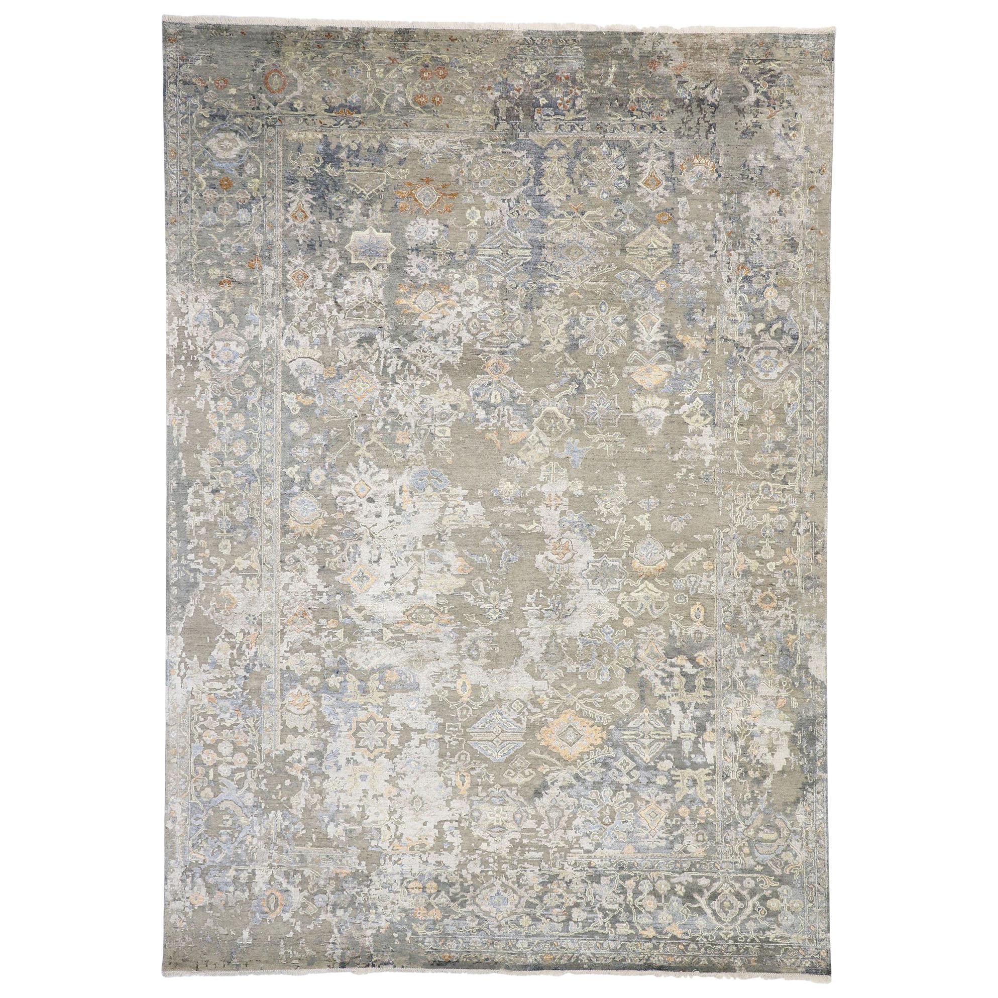 New Transitional Area Rug with Oushak Pattern and Transitional Bungalow Style