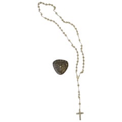 20th Century Italian Sterling Silver Rosary Beads in Heart Shaped Box
