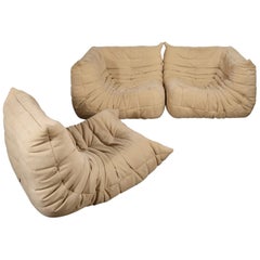 Michel Ducaroy for Ligne Roset Togo Sectional Sofa in Beige Alcantara Ultrasuede