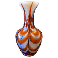 Carlo Moretti Mid-Century Modern Orange and Blue Opaline Italian Vase