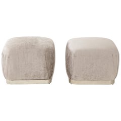 Pair of Souffle Ottomans or Poufs in the style of Karl Springer
