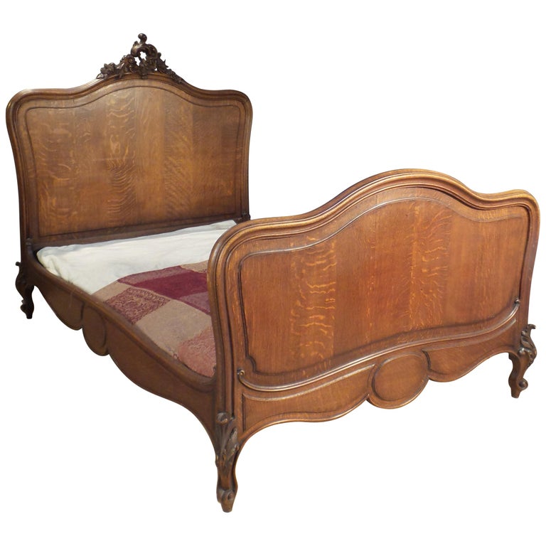 Antique French Louis VX1 Double Bed Frame in Oak with ...