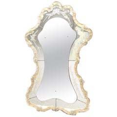 Stunning Large Murano Glass Wall Mirror, circa 1950s, Italy, Venetian Venice