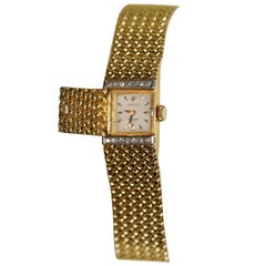 Vintage Solid 18-Carat Gold & Diamond Ladies Rolex Precision Bracelet Wristwatch