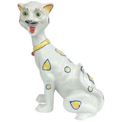 Late 19th Century French Mosanic Galle Style Faience Pottery Cat