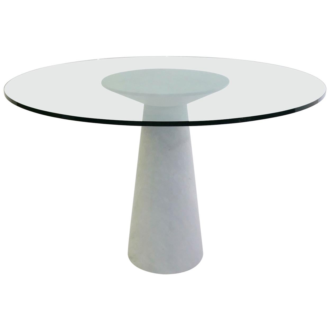 Angelo Mangiarotti Round Marble and Glass Table