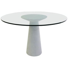 Angelo Mangiarotti Round Marble and Glass Table