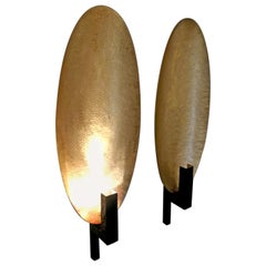Pair of Brass and Black Painted Metal Ovale Sconces