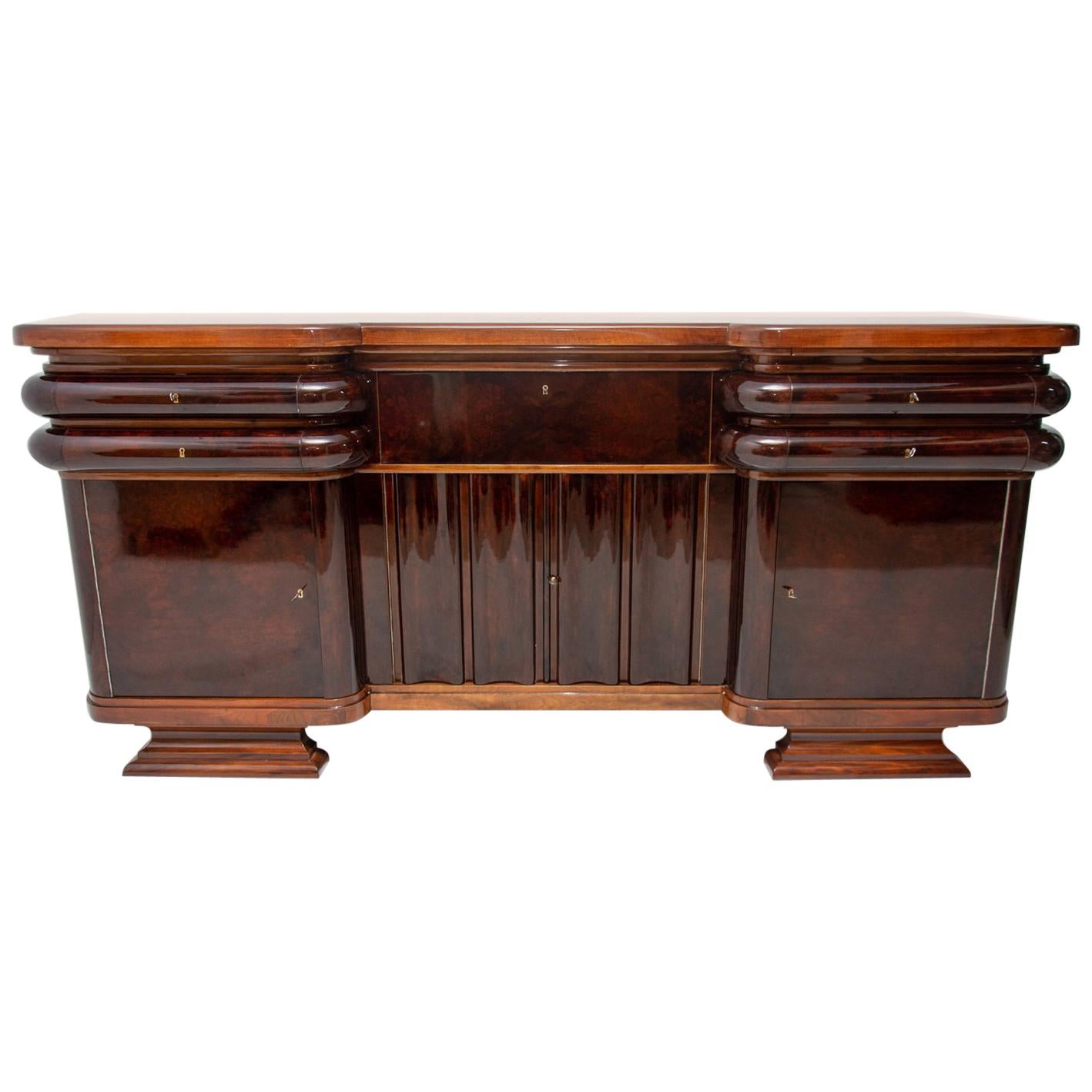 French Art Deco Style Walnut Sideboard or Buffet, 1930s, Bohemia at