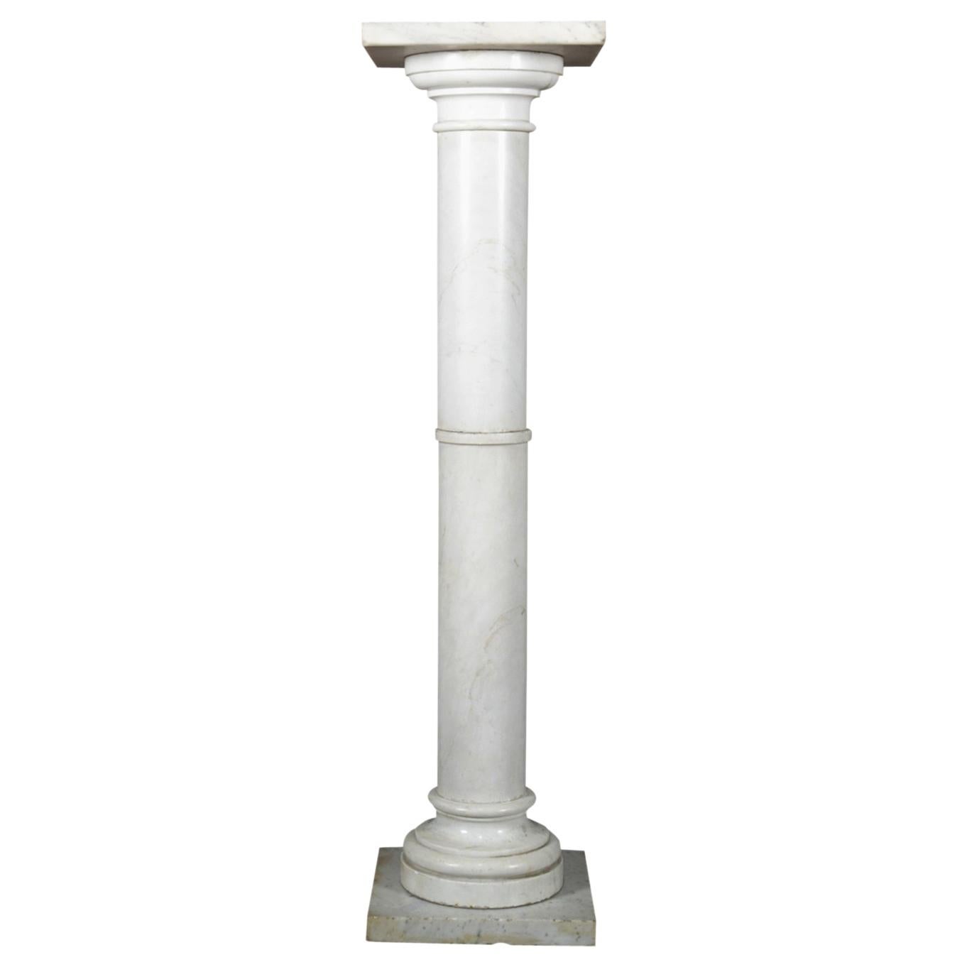Antique Italian Marble Corinthian Column Sculpture Display Pedestal, circa 1890