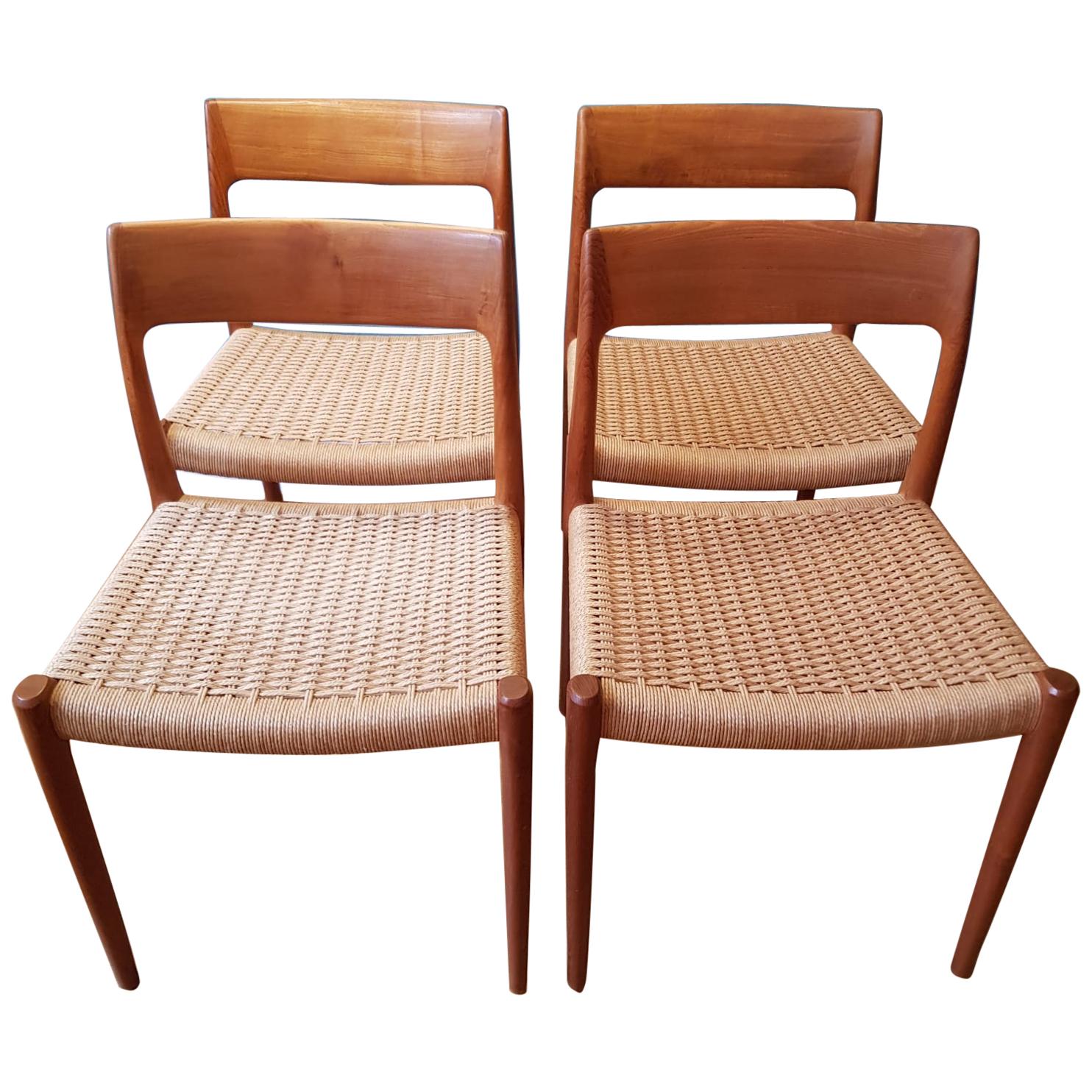 Teak Dining Chairs No. 75 from N.O. Møller for J.L. Møller, 1960 Set of 4