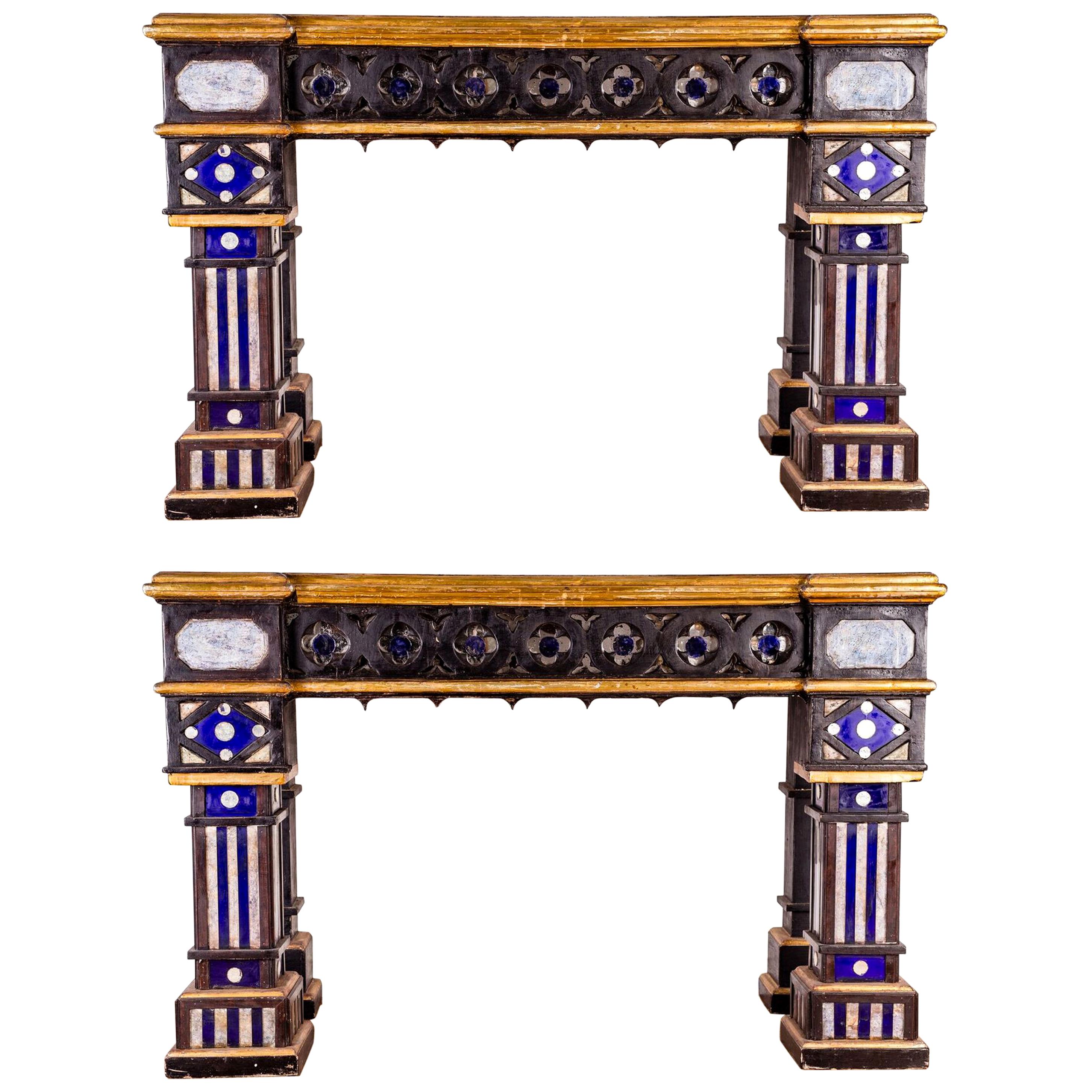 Pair of Italian 19th Century Neo-Gothic Console Tables For Sale