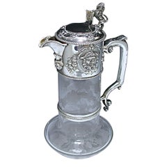 Used Victorian Silver Mounted Claret Jug Made by John Figg in 1858