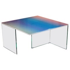 Trichroic Table Made with 3 Layers of Glass and Colored Bands, 1stdibs New York