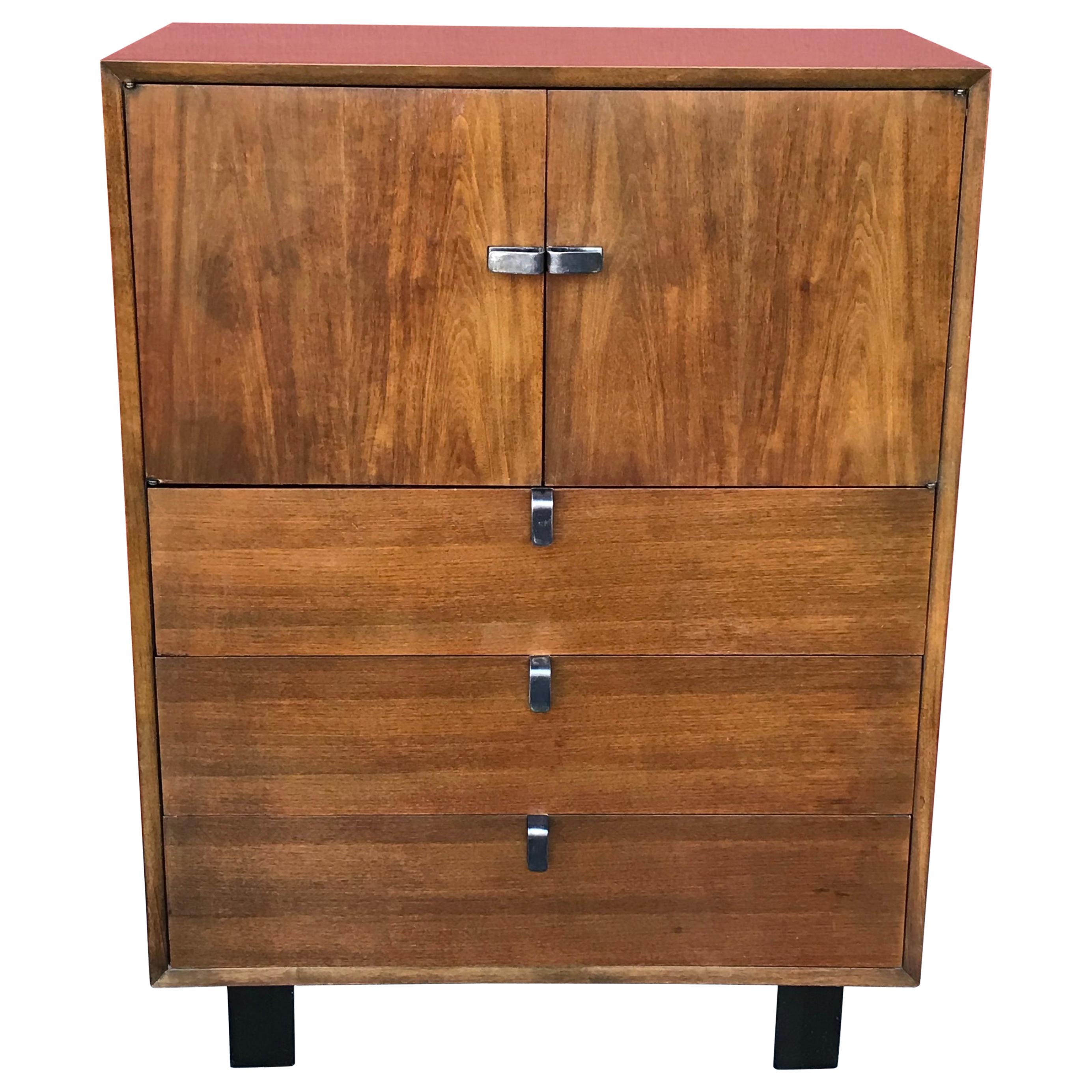 Mid Century George Nelson Dresser for Herman Miller, Walnut, Silver Pulls, Rare For Sale