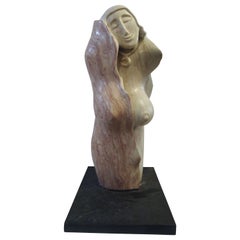 Signed Female Marble Sculpture