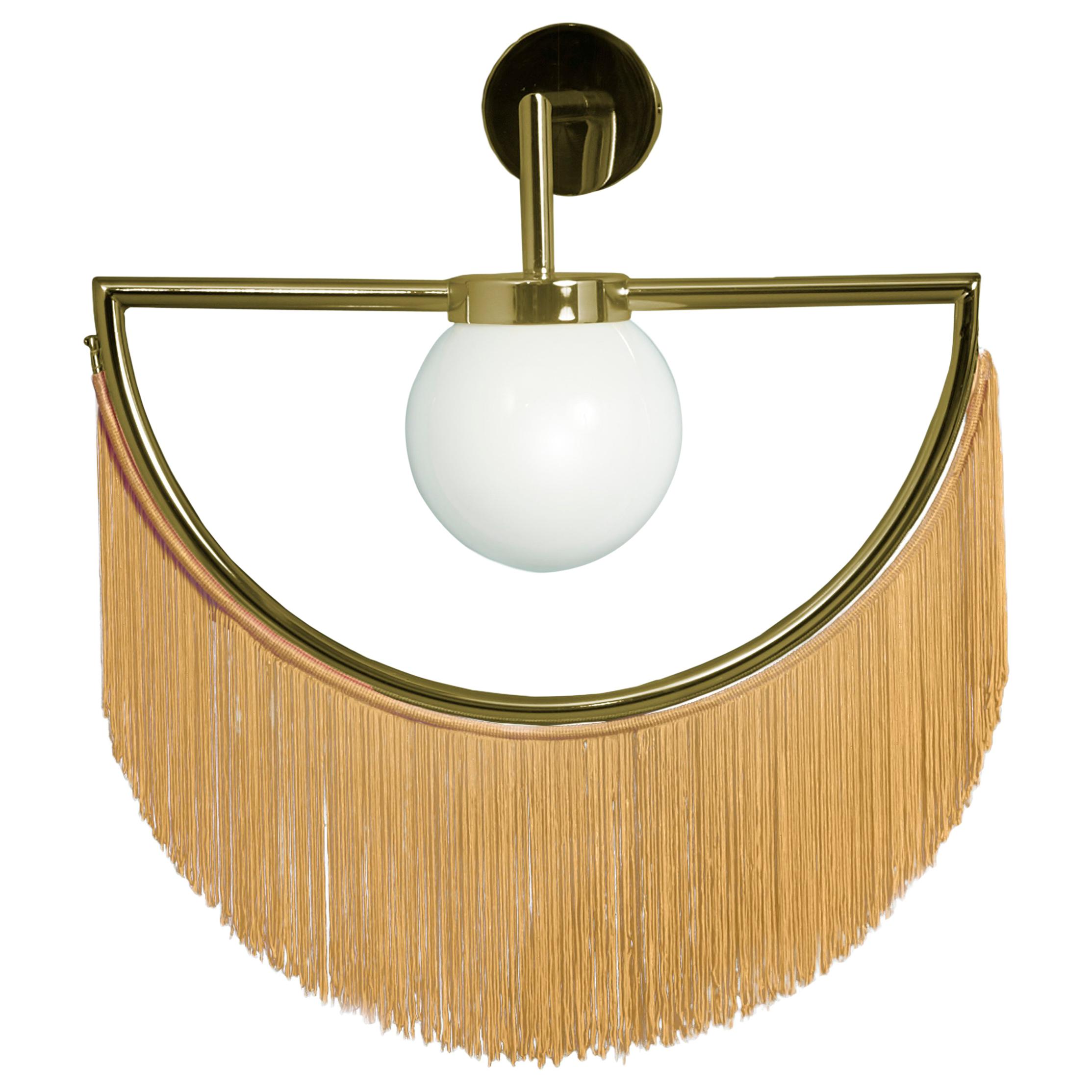 Wink Gold-Plated Wall Lamp with Yellow Fringes, New York For Sale