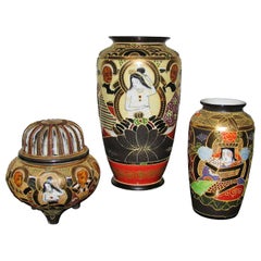 Retro Japanese Porcelain Satsuma Vases