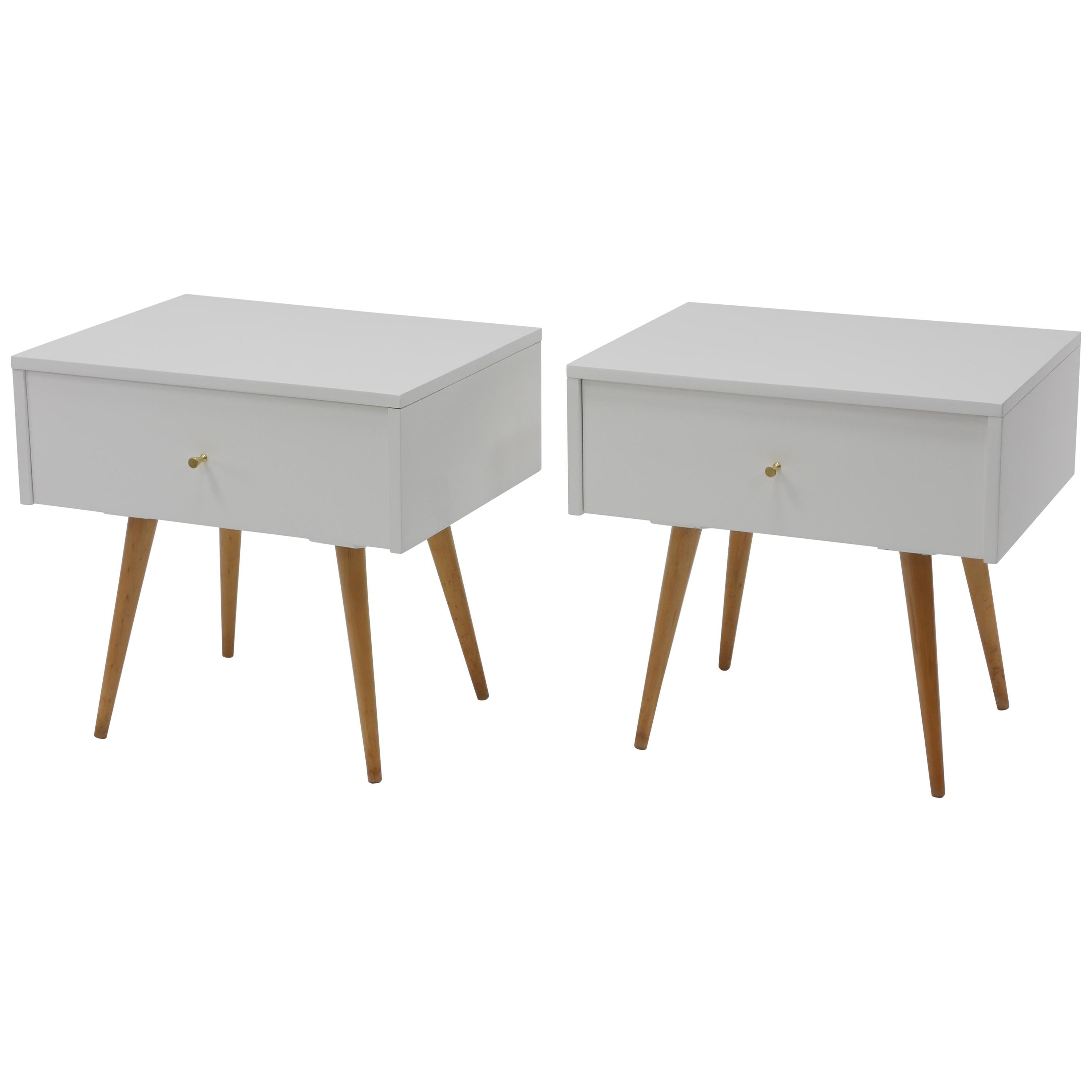 Nightstands in White Lacquer by Paul McCobb