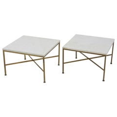 Pair of Tables in Brass and Marble by Paul McCobb for Calvin