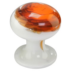 Vintage Mouthblown Danish Modern Opaline Art Glass Table Lamp, Lütken, 1970