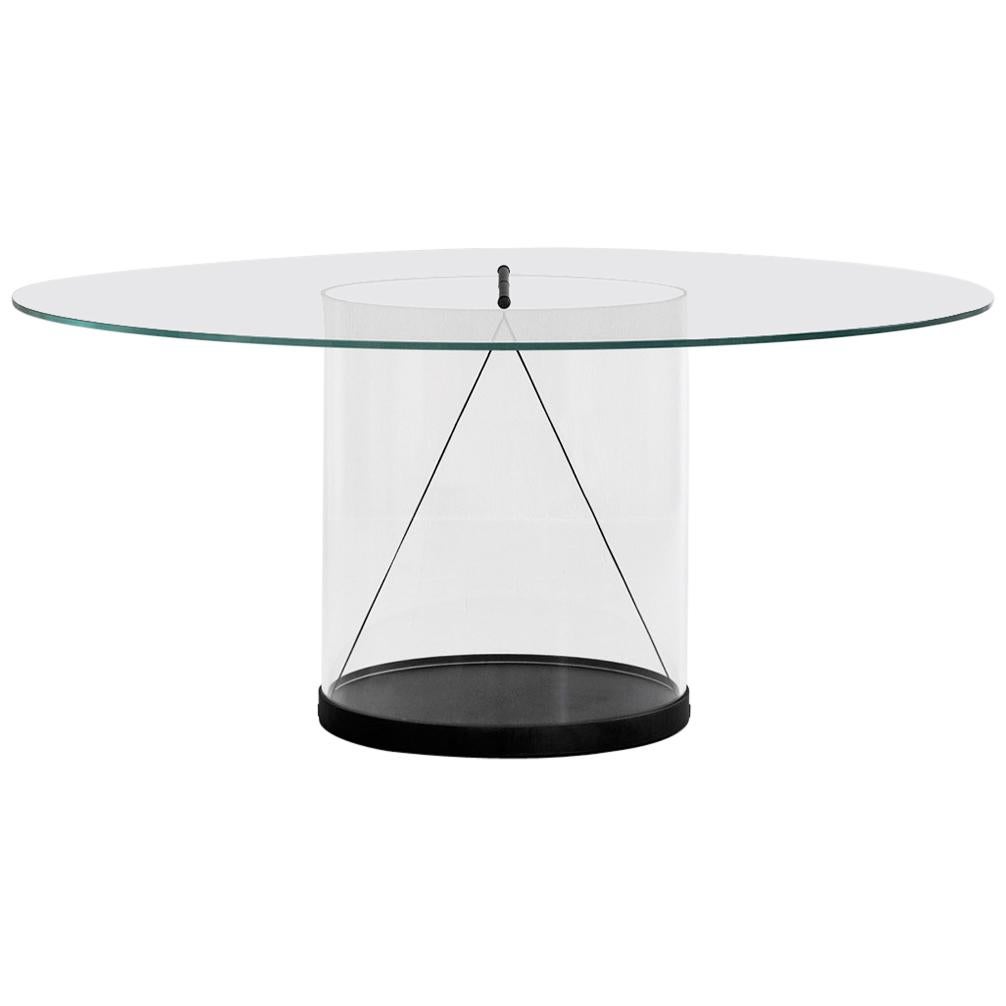 Equilibrium Round Table with Glass Top by Guglielmo Poletti