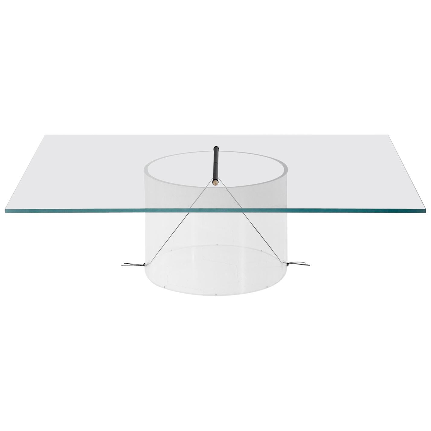 Equilibrium Low Table with Glass Top by Guglielmo Poletti