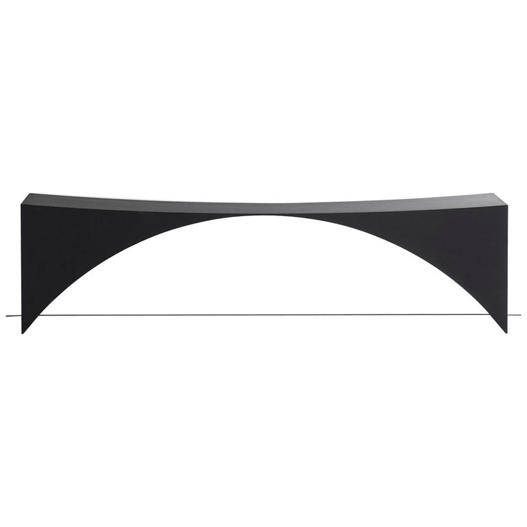 Equilibrium Bench in Black Birch and Steel by Guglielmo Poletti For Sale