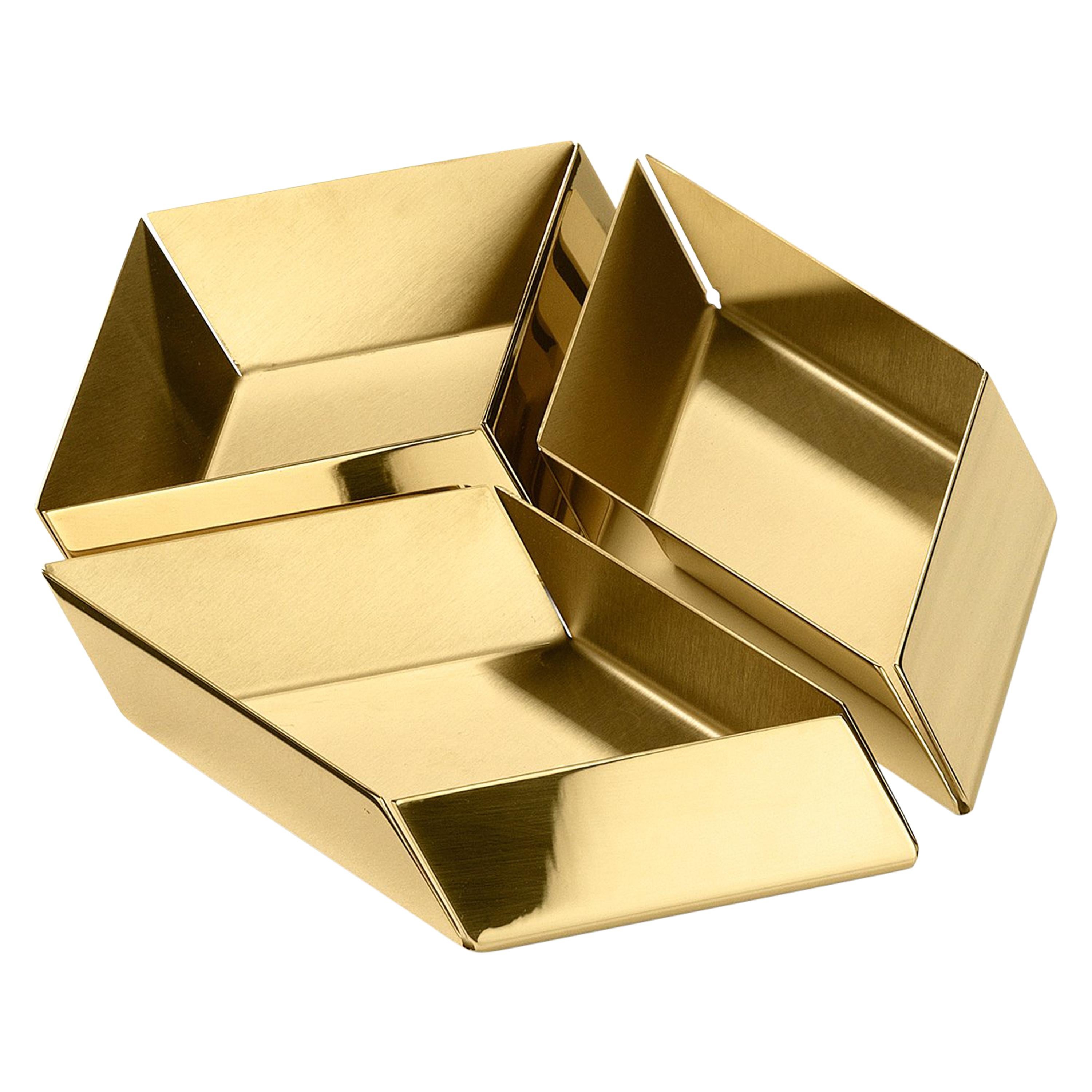 Ghidini 1961 Axonometry Small Cube Tray in Brass by Elisa Giovanni