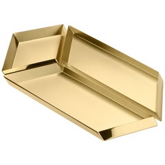 Ghidini 1961 Axonometry Large Parallelepiped Tray in Brass by Elisa Giovanni