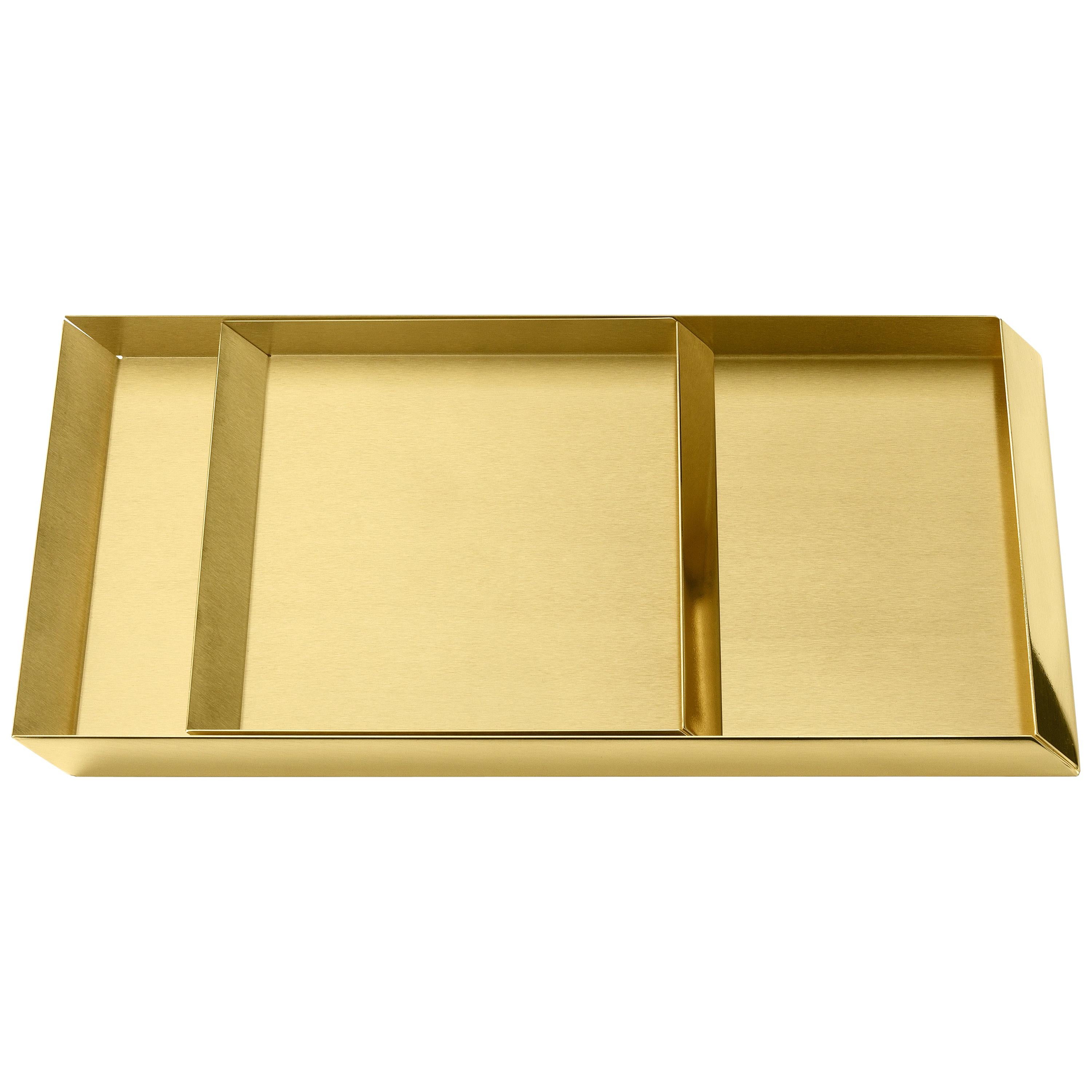 'Set of 2' Ghidini 1961 Axonometry Trays in Brass by Elisa Giovanni For Sale