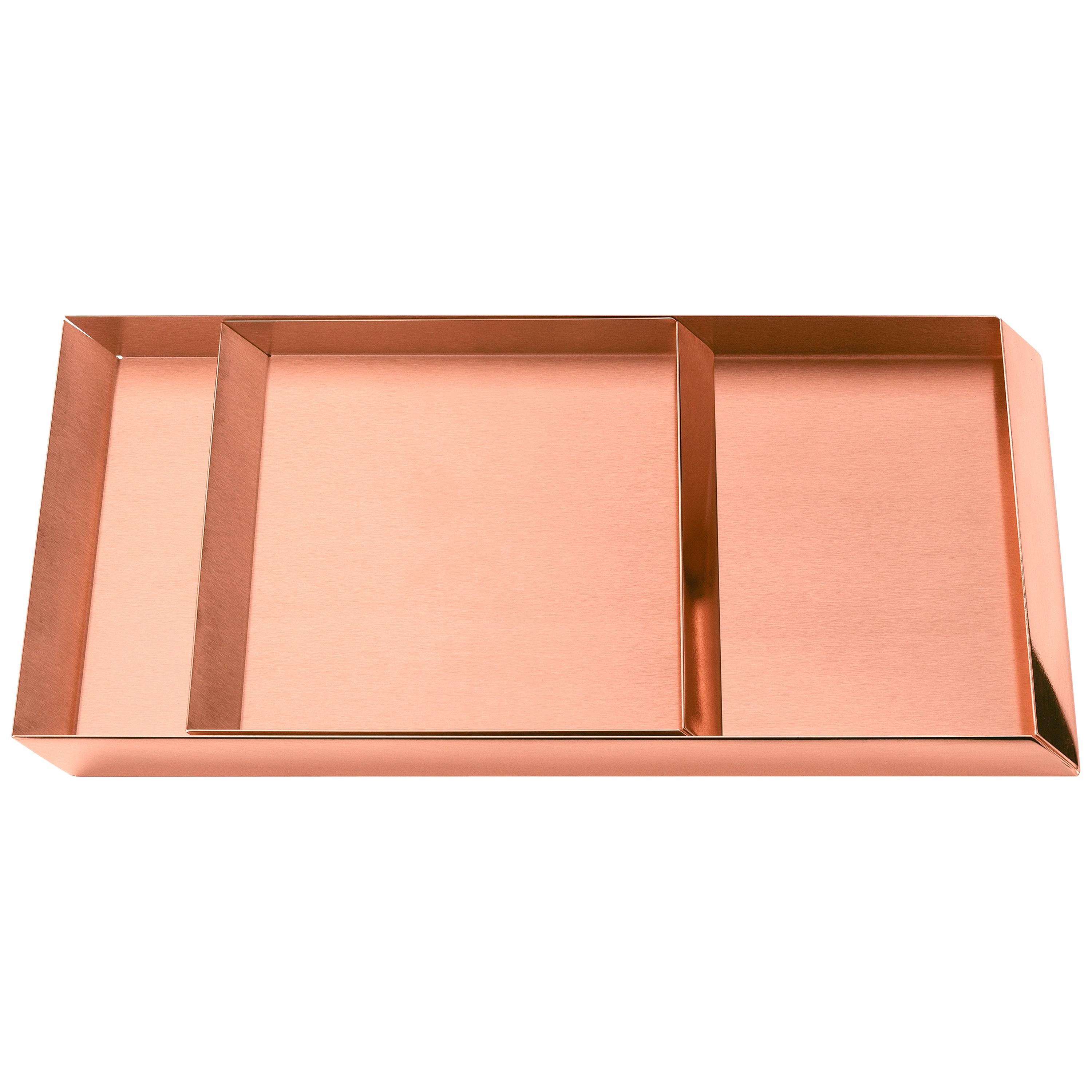 Set of 2 Ghidini 1961 Axonometry Trays in Copper by Elisa Giovanni For Sale