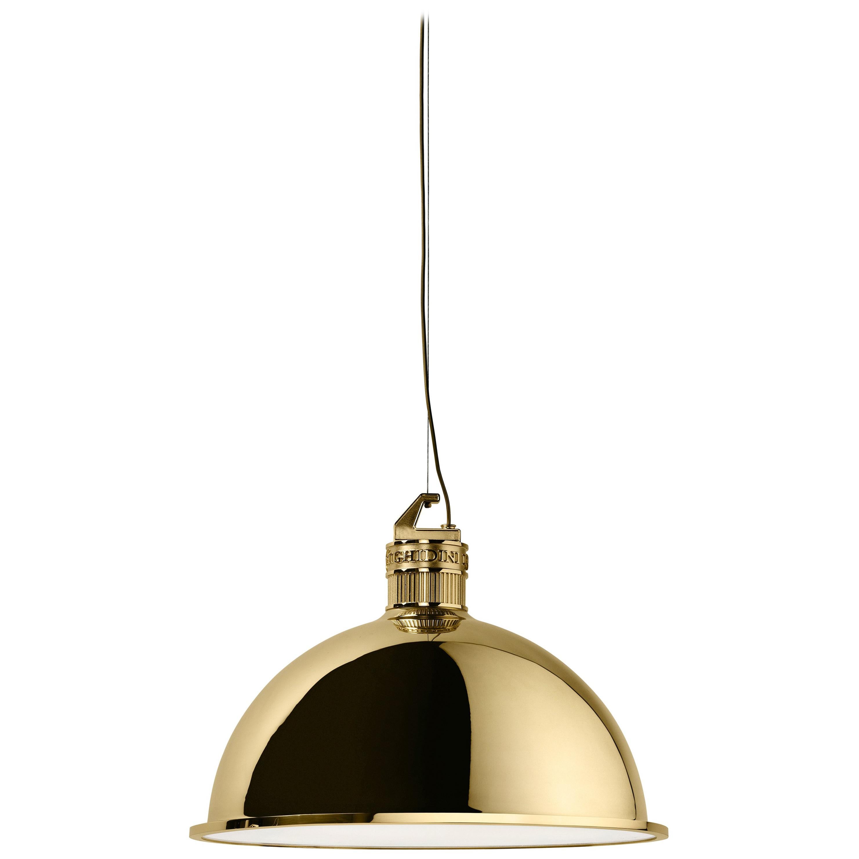 Ghidini 1961 Factory Small Suspension Light in Brass by Elisa Giovanni For Sale