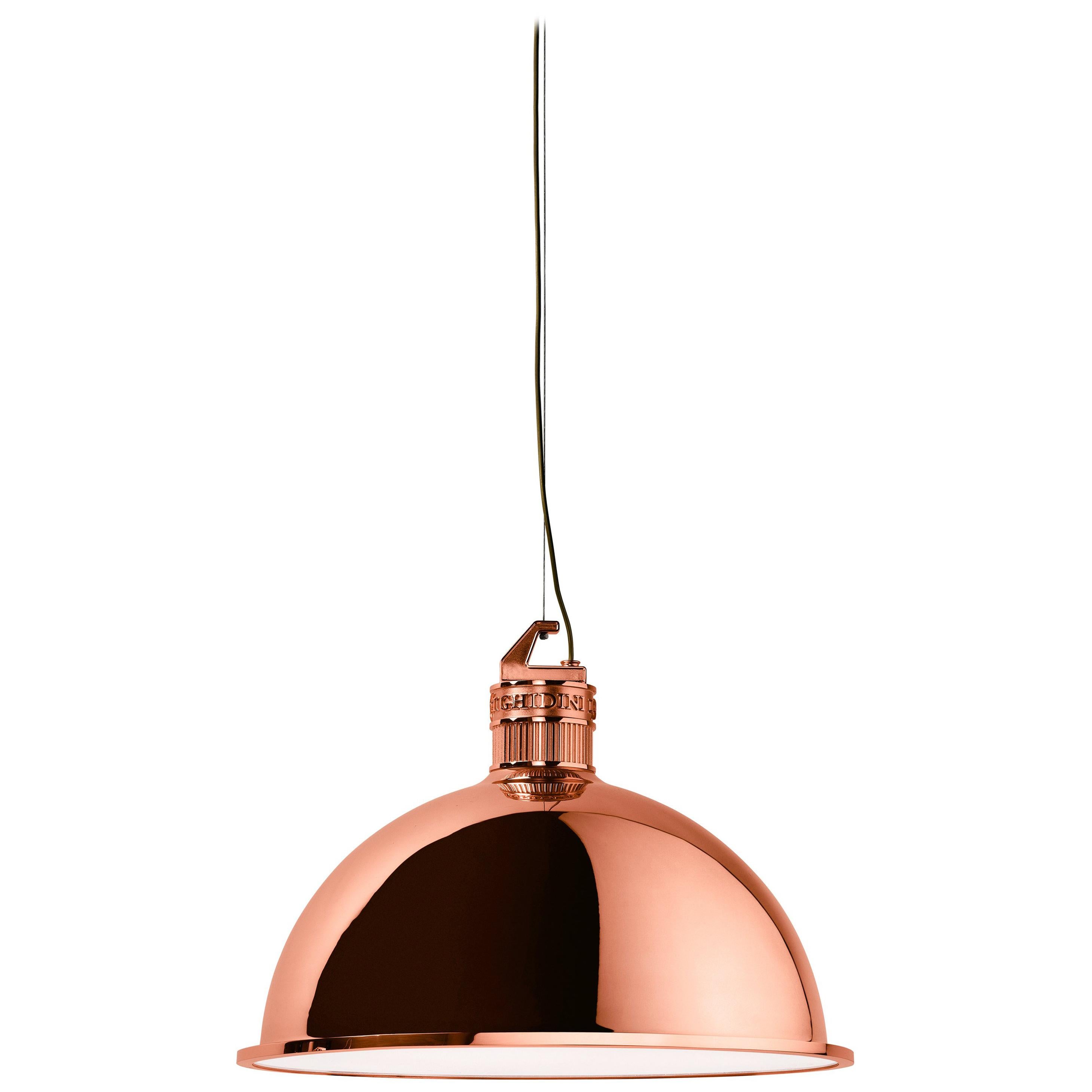 Ghidini 1961 Factory Small Suspension Light in Copper by Elisa Giovanni For Sale