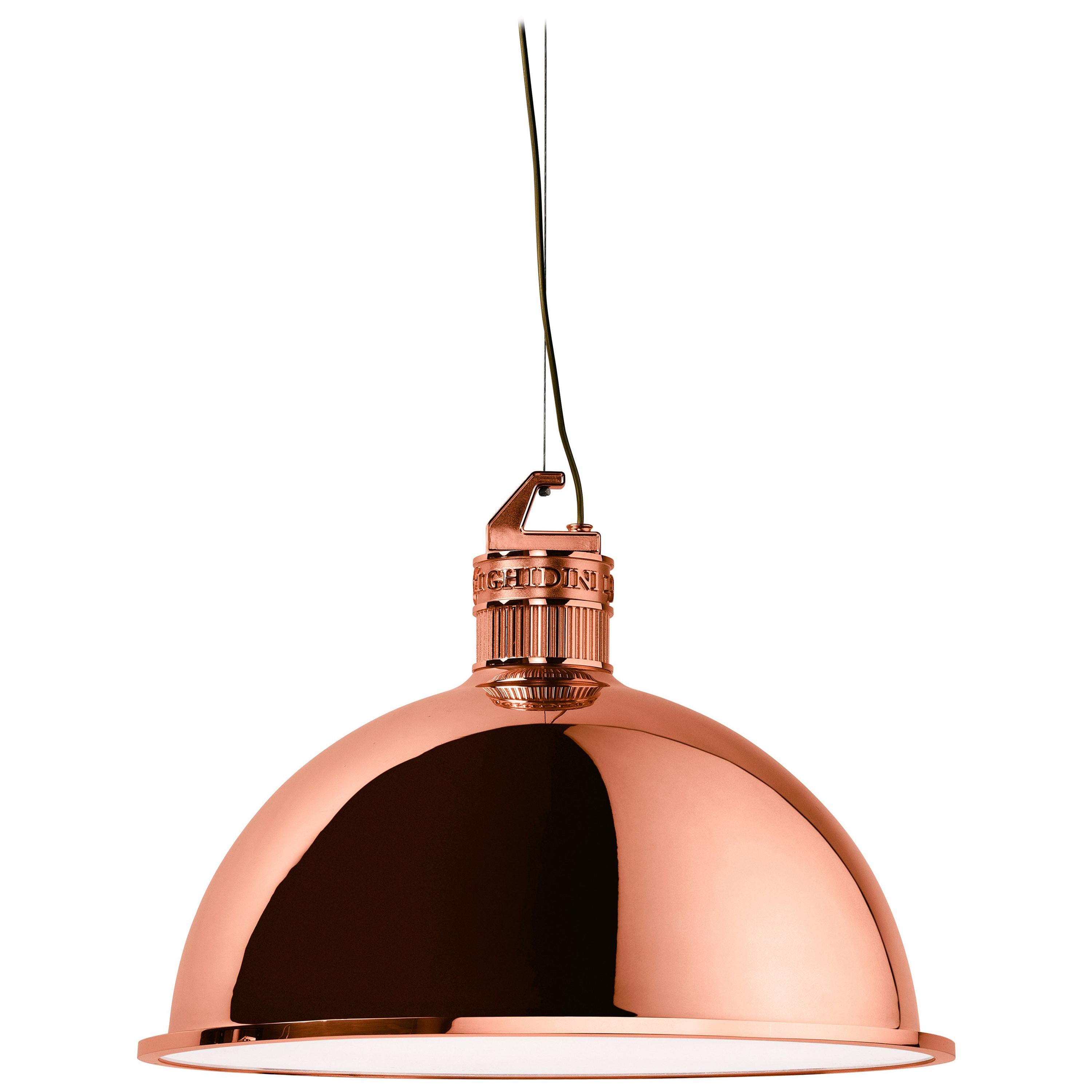 Ghidini 1961 Factory Medium Suspension Light in Copper by Elisa Giovanni For Sale