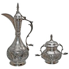 Vintage Castaudi & Gautero Imperial Silver Italian Tea Set with Egyptian Details, 1940s