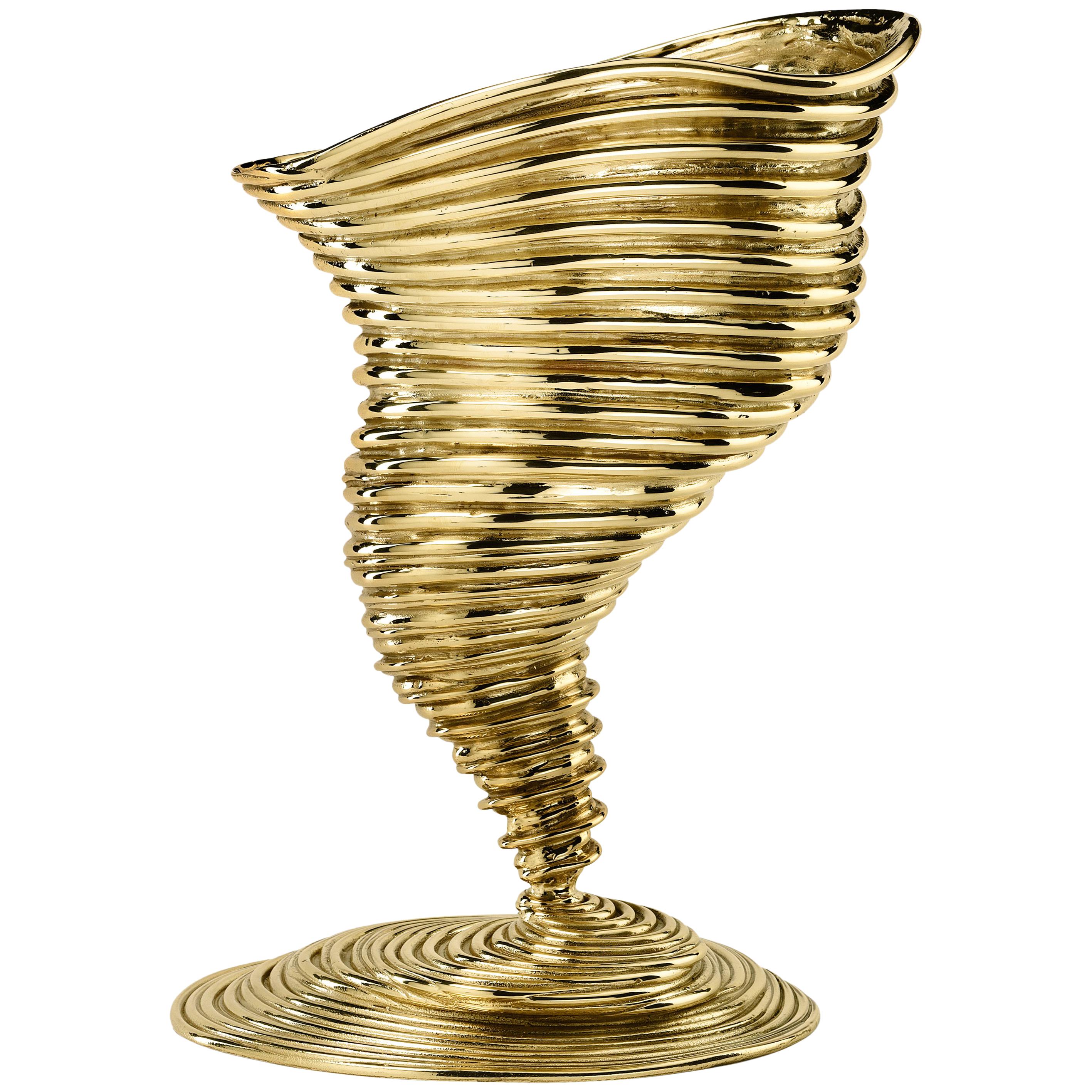 Ghidini 1961 Tornado Vase in Polished Brass by Campana Brothers For Sale