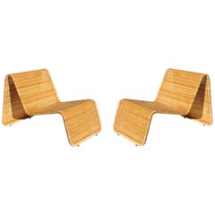paire de fauteuils "P3" Tito Agnoli for Bonacina Wicker Rattan Design Midcentury Pair of Armchairs